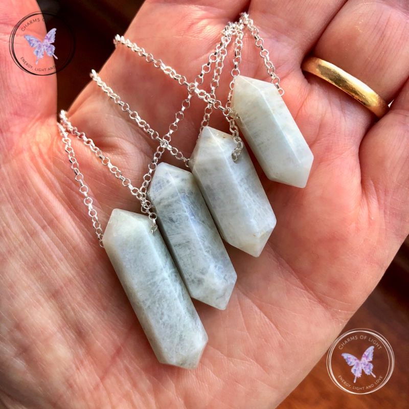 Moonstone Double Terminated Point Necklace A